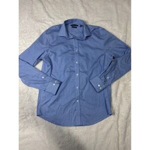 Tommy Hilfiger Mens Blue Gingham Stretch Regular Fit Dress Shirt 15 1/2 34/35